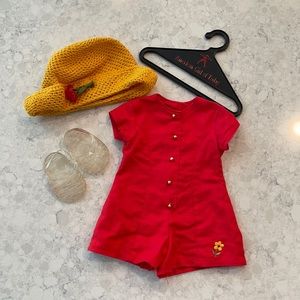 American Girl Red Summer Romper Outfit Set 1996